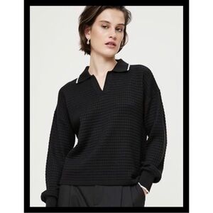 Joseph A Black long sleeve Sweater with white trim